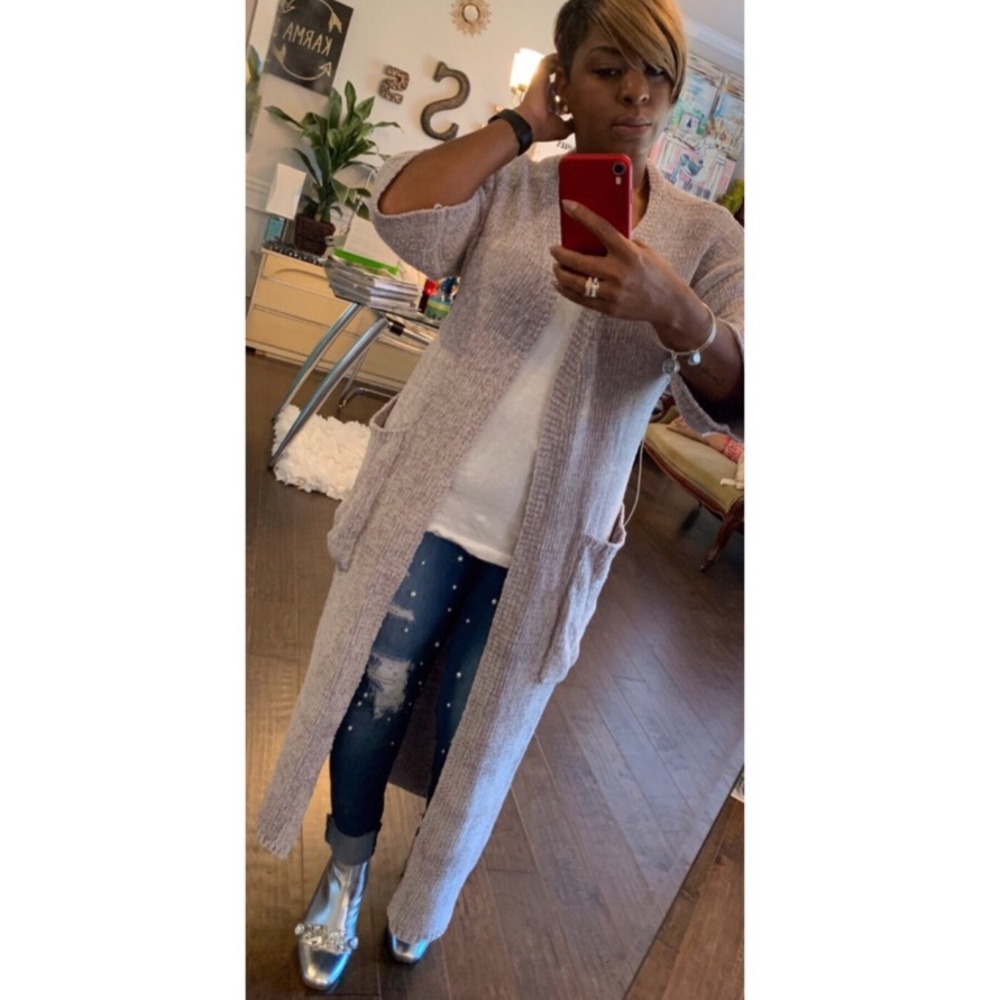 BRAND NEW!! GRAY CHENILLE LONG CARDIGAN!!